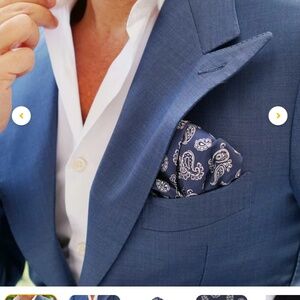 NWT OTAA Pocket Square Blue Paisley